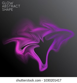Abstract fluid shape isolated on transparent black background. Bright colorful gradient blend creates liquid motion with transparent glow. Energy power plasma with futuristic edge blur effect.