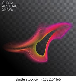 Abstract fluid shape isolated on transparent black background. Bright colorful gradient blend creates liquid motion with transparent glow. Energy power plasma with futuristic edge blur effect.