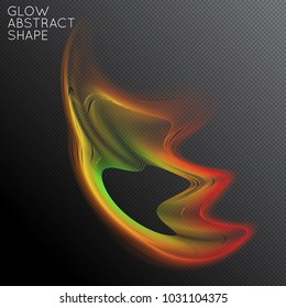 Abstract fluid shape isolated on transparent black background. Bright colorful gradient blend creates liquid motion with transparent glow. Energy power plasma with futuristic edge blur effect.