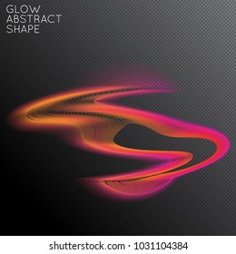 Abstract fluid shape isolated on transparent black background. Bright colorful gradient blend creates liquid motion with transparent glow. Energy power plasma with futuristic edge blur effect.