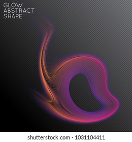 Abstract fluid shape isolated on transparent black background. Bright colorful gradient blend creates liquid motion with transparent glow. Energy power plasma with futuristic edge blur effect.