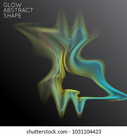 Abstract fluid shape isolated on transparent black background. Bright colorful gradient blend creates liquid motion with transparent glow. Energy power plasma with futuristic edge blur effect.