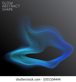 Abstract fluid shape isolated on transparent black background. Bright colorful gradient blend creates liquid motion with transparent glow. Energy power plasma with futuristic edge blur effect.