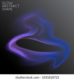 Abstract fluid shape isolated on transparent black background. Bright colorful gradient blend creates liquid motion with transparent glow. Energy power plasma with futuristic edge blur effect.