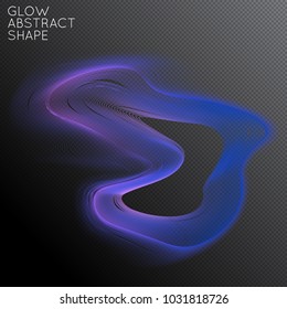Abstract fluid shape isolated on transparent black background. Bright colorful gradient blend creates liquid motion with transparent glow. Energy power plasma with futuristic edge blur effect.
