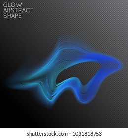 Abstract fluid shape isolated on transparent black background. Bright colorful gradient blend creates liquid motion with transparent glow. Energy power plasma with futuristic edge blur effect.