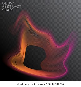 Abstract fluid shape isolated on transparent black background. Bright colorful gradient blend creates liquid motion with transparent glow. Energy power plasma with futuristic edge blur effect.