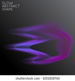 Abstract fluid shape isolated on transparent black background. Bright colorful gradient blend creates liquid motion with transparent glow. Energy power plasma with futuristic edge blur effect.