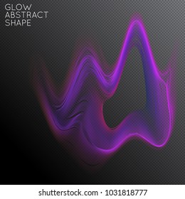Abstract fluid shape isolated on transparent black background. Bright colorful gradient blend creates liquid motion with transparent glow. Energy power plasma with futuristic edge blur effect.