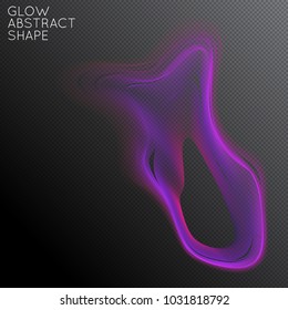 Abstract fluid shape isolated on transparent black background. Bright colorful gradient blend creates liquid motion with transparent glow. Energy power plasma with futuristic edge blur effect.