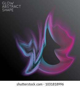 Abstract fluid shape isolated on transparent black background. Bright colorful gradient blend creates liquid motion with transparent glow. Energy power plasma with futuristic edge blur effect.