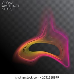 Abstract fluid shape isolated on transparent black background. Bright colorful gradient blend creates liquid motion with transparent glow. Energy power plasma with futuristic edge blur effect.