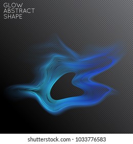 Abstract fluid shape isolated on transparent black background. Bright colorful gradient blend creates liquid motion with transparent glow. Energy power plasma with futuristic edge blur effect.