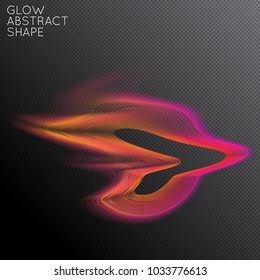 Abstract fluid shape isolated on transparent black background. Bright colorful gradient blend creates liquid motion with transparent glow. Energy power plasma with futuristic edge blur effect.