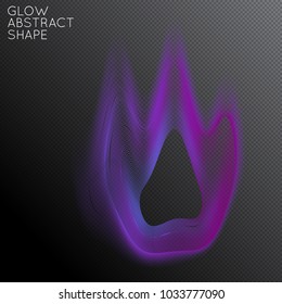 Abstract fluid shape isolated on transparent black background. Bright colorful gradient blend creates liquid motion with transparent glow. Energy power plasma with futuristic edge blur effect.