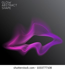 Abstract fluid shape isolated on transparent black background. Bright colorful gradient blend creates liquid motion with transparent glow. Energy power plasma with futuristic edge blur effect.