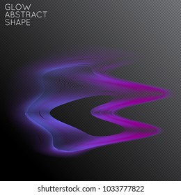 Abstract fluid shape isolated on transparent black background. Bright colorful gradient blend creates liquid motion with transparent glow. Energy power plasma with futuristic edge blur effect.