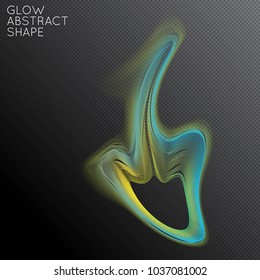 Abstract fluid shape isolated on transparent black background. Bright colorful gradient blend creates liquid motion with transparent glow. Energy power plasma with futuristic edge blur effect.