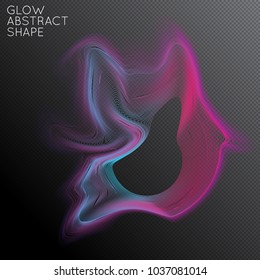 Abstract fluid shape isolated on transparent black background. Bright colorful gradient blend creates liquid motion with transparent glow. Energy power plasma with futuristic edge blur effect.