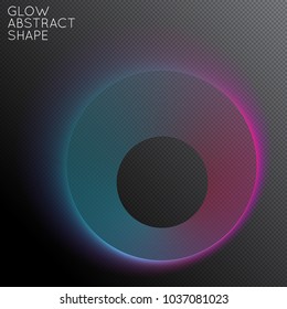 Abstract fluid shape isolated on transparent black background. Bright colorful gradient blend creates liquid motion with transparent glow. Energy power plasma with futuristic edge blur effect.