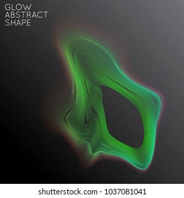Abstract fluid shape isolated on transparent black background. Bright colorful gradient blend creates liquid motion with transparent glow. Energy power plasma with futuristic edge blur effect.