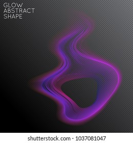 Abstract fluid shape isolated on transparent black background. Bright colorful gradient blend creates liquid motion with transparent glow. Energy power plasma with futuristic edge blur effect.