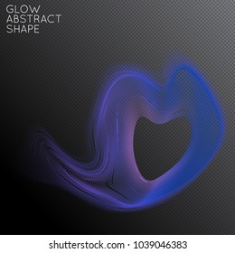 Abstract fluid shape isolated on transparent black background. Bright colorful gradient blend creates liquid motion with transparent glow. Energy power plasma with futuristic edge blur effect.