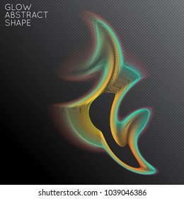 Abstract fluid shape isolated on transparent black background. Bright colorful gradient blend creates liquid motion with transparent glow. Energy power plasma with futuristic edge blur effect.