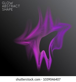 Abstract fluid shape isolated on transparent black background. Bright colorful gradient blend creates liquid motion with transparent glow. Energy power plasma with futuristic edge blur effect.