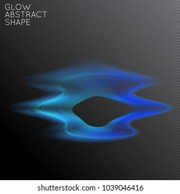 Abstract fluid shape isolated on transparent black background. Bright colorful gradient blend creates liquid motion with transparent glow. Energy power plasma with futuristic edge blur effect.
