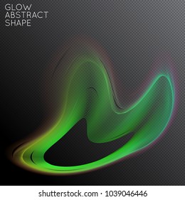 Abstract fluid shape isolated on transparent black background. Bright colorful gradient blend creates liquid motion with transparent glow. Energy power plasma with futuristic edge blur effect.