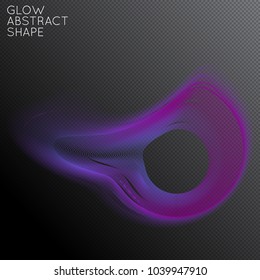 Abstract fluid shape isolated on transparent black background. Bright colorful gradient blend creates liquid motion with transparent glow. Energy power plasma with futuristic edge blur effect.