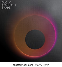 Abstract fluid shape isolated on transparent black background. Bright colorful gradient blend creates liquid motion with transparent glow. Energy power plasma with futuristic edge blur effect.