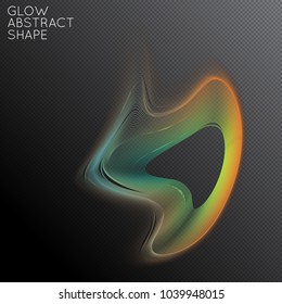 Abstract fluid shape isolated on transparent black background. Bright colorful gradient blend creates liquid motion with transparent glow. Energy power plasma with futuristic edge blur effect.