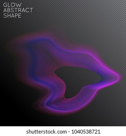 Abstract fluid shape isolated on transparent black background. Bright colorful gradient blend creates liquid motion with transparent glow. Energy power plasma with futuristic edge blur effect.