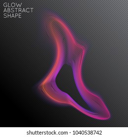 Abstract fluid shape isolated on transparent black background. Bright colorful gradient blend creates liquid motion with transparent glow. Energy power plasma with futuristic edge blur effect.
