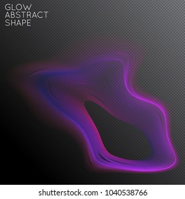 Abstract fluid shape isolated on transparent black background. Bright colorful gradient blend creates liquid motion with transparent glow. Energy power plasma with futuristic edge blur effect.