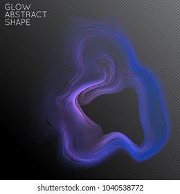Abstract fluid shape isolated on transparent black background. Bright colorful gradient blend creates liquid motion with transparent glow. Energy power plasma with futuristic edge blur effect.