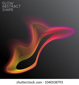 Abstract fluid shape isolated on transparent black background. Bright colorful gradient blend creates liquid motion with transparent glow. Energy power plasma with futuristic edge blur effect.