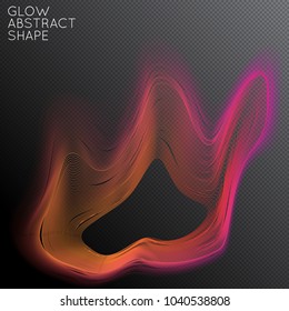 Abstract fluid shape isolated on transparent black background. Bright colorful gradient blend creates liquid motion with transparent glow. Energy power plasma with futuristic edge blur effect.