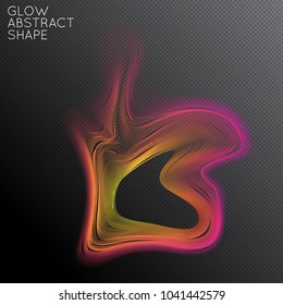 Abstract fluid shape isolated on transparent black background. Bright colorful gradient blend creates liquid motion with transparent glow. Energy power plasma with futuristic edge blur effect.