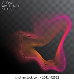 Abstract fluid shape isolated on transparent black background. Bright colorful gradient blend creates liquid motion with transparent glow. Energy power plasma with futuristic edge blur effect.