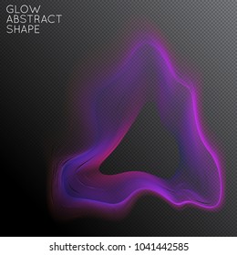 Abstract fluid shape isolated on transparent black background. Bright colorful gradient blend creates liquid motion with transparent glow. Energy power plasma with futuristic edge blur effect.