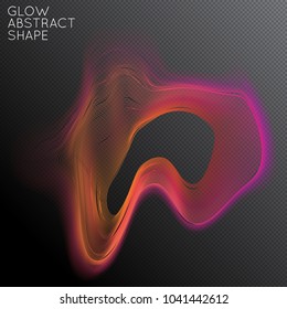 Abstract fluid shape isolated on transparent black background. Bright colorful gradient blend creates liquid motion with transparent glow. Energy power plasma with futuristic edge blur effect.