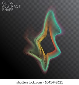 Abstract fluid shape isolated on transparent black background. Bright colorful gradient blend creates liquid motion with transparent glow. Energy power plasma with futuristic edge blur effect.