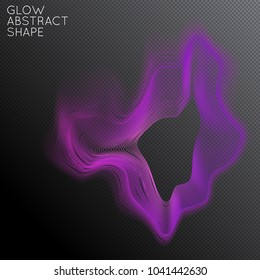 Abstract fluid shape isolated on transparent black background. Bright colorful gradient blend creates liquid motion with transparent glow. Energy power plasma with futuristic edge blur effect.