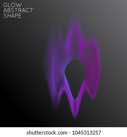 Abstract fluid shape isolated on transparent black background. Bright colorful gradient blend creates liquid motion with transparent glow. Energy power plasma with futuristic edge blur effect.