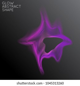Abstract fluid shape isolated on transparent black background. Bright colorful gradient blend creates liquid motion with transparent glow. Energy power plasma with futuristic edge blur effect.