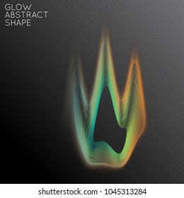 Abstract fluid shape isolated on transparent black background. Bright colorful gradient blend creates liquid motion with transparent glow. Energy power plasma with futuristic edge blur effect.