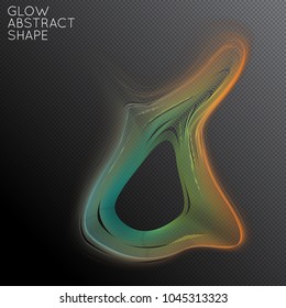 Abstract fluid shape isolated on transparent black background. Bright colorful gradient blend creates liquid motion with transparent glow. Energy power plasma with futuristic edge blur effect.